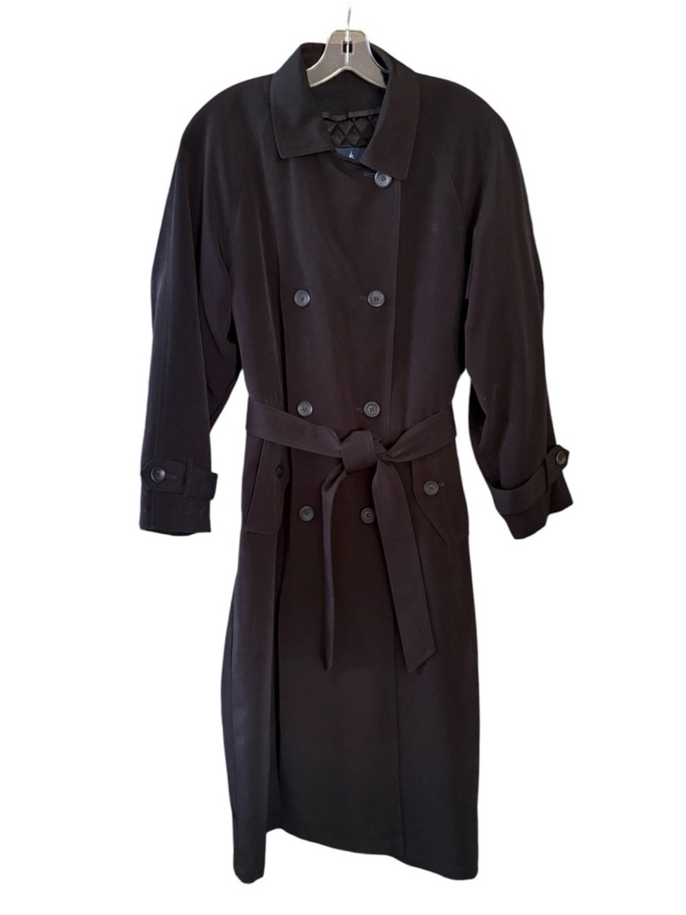 London Fog Limited Edition Vintage Black Double Breasted Trench Coat Sz 6